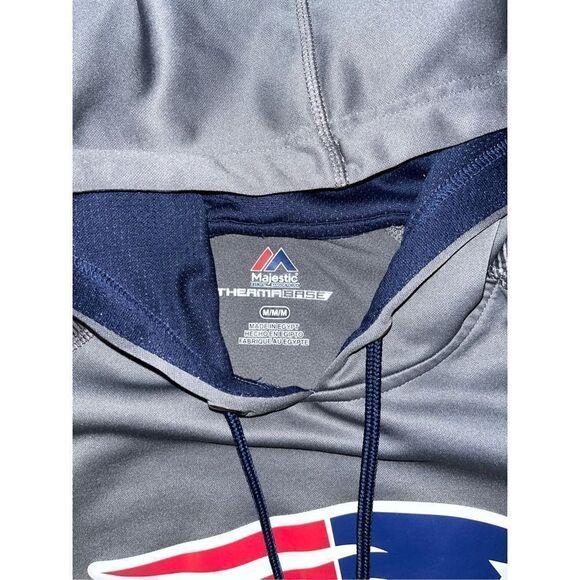 Women’s New England Patriots Hoodie Gray NFL Majestic Medium - Picture 2 of 3